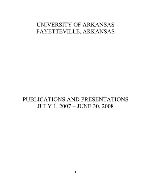 university of arkansas fayetteville, arkansas publications and