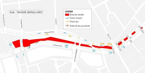 Plan des travaux du tram sur le Boulevard d'Avroy du 4 au 31 mai