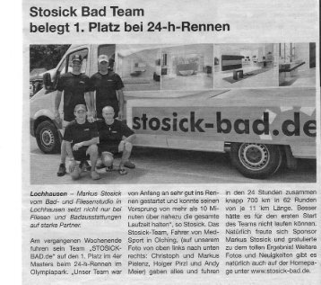 Stosick Bad Team belegt 1. Platz bei - auf der Homepage von