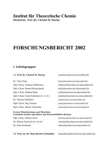 forschungsbericht 2002 - Institut für Theoretische Chemie und ...