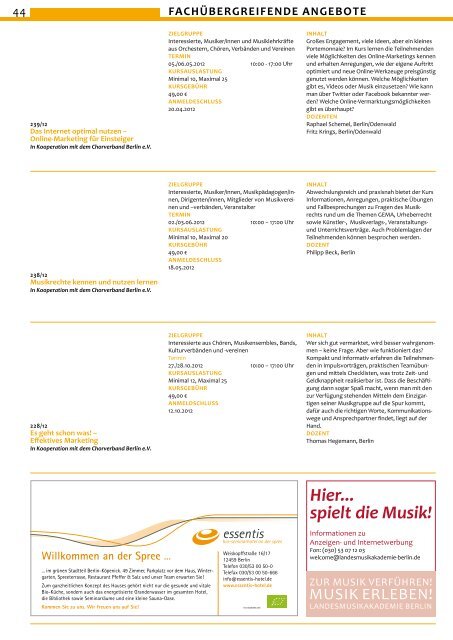 Jahresprogramm 2012 (pdf, 10.3 MB) - Landesmusikakademie Berlin