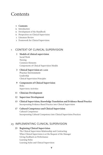 Clinical Supervision Handbook - CAMH Knowledge Exchange ...