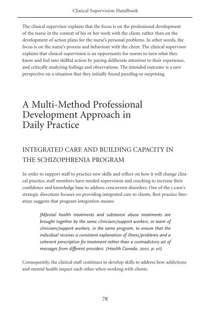 Clinical Supervision Handbook - CAMH Knowledge Exchange ...