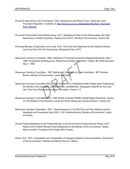 REFERENCES Page 1327 Environmental Impact Statement May ...