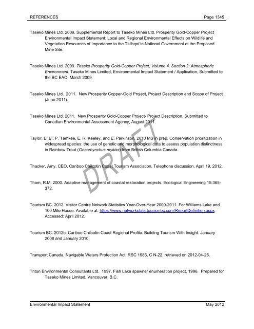 REFERENCES Page 1327 Environmental Impact Statement May ...