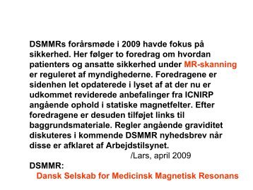 MR-Sikkerhed - Dansk Selskab for Medicinsk Magnetisk Resonans