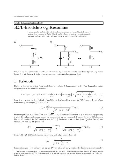 RCL-kredsløb og Resonans