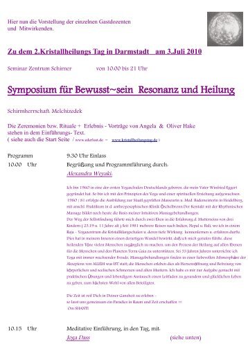 Symposium für Bewusst~sein Resonanz und Heilung