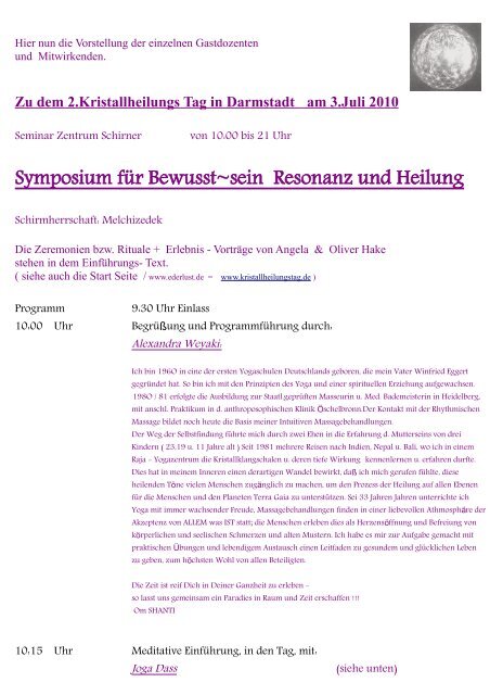 Symposium für Bewusst~sein Resonanz und Heilung