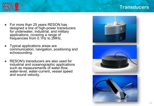 Reson : underwater acoustic solutions