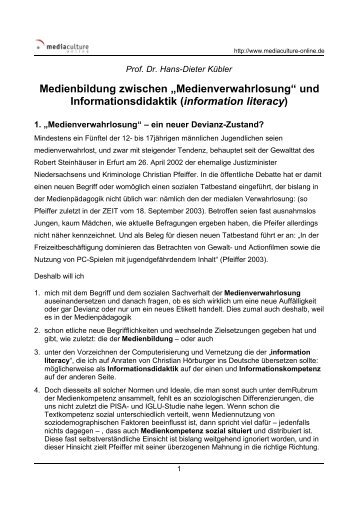 „Medienverwahrlosung“ und Informationsdidaktik (information literacy)