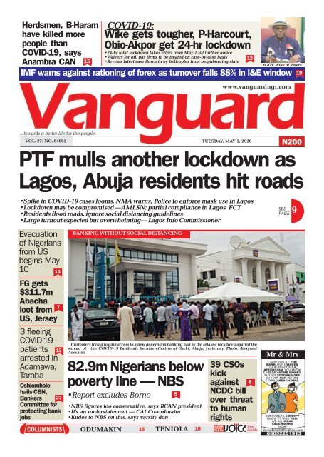 05052020 - PTF mulls another lockdown as Lagos, Abuja residents hit roads