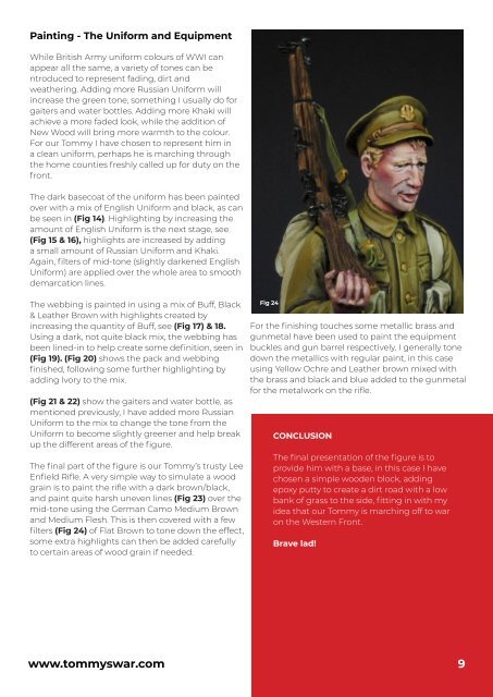 Tommy's War painting instructions for British World War One uniform