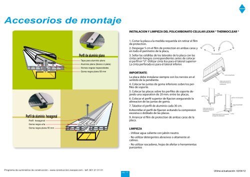 tarifa accesorios de montaje sistemas policarbonato - Resopal