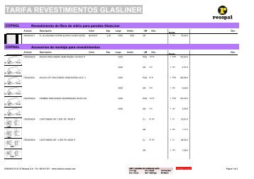 TARIFA REVEST GLASLINER - Resopal