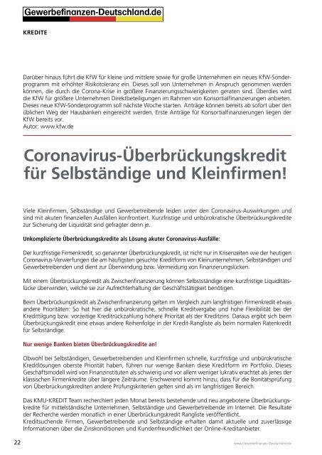 Gewerbefinanzen-Deutschland: Corona-Virus: HomeOffice & Bundeshilfen Sonderausgabe 03-2020