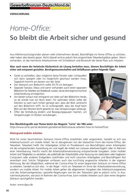 Gewerbefinanzen-Deutschland: Corona-Virus: HomeOffice & Bundeshilfen Sonderausgabe 03-2020