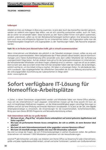 Gewerbefinanzen-Deutschland: Corona-Virus: HomeOffice & Bundeshilfen Sonderausgabe 03-2020