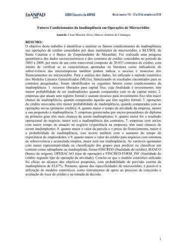 O objetivo deste trabalho é identificar e anal - Anpad