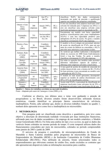 O objetivo deste trabalho é identificar e anal - Anpad