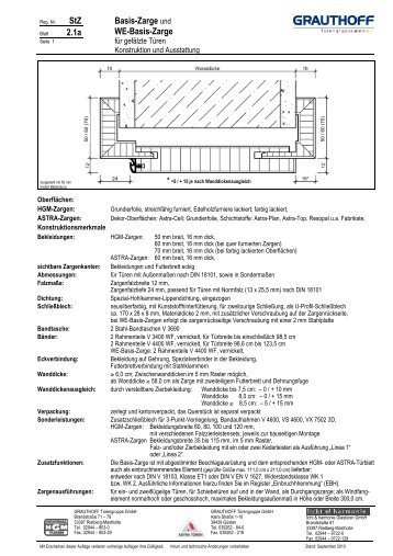 StZ 2.1a Basis-Zarge und WE-Basis-Zarge - Grauthoff Türengruppe