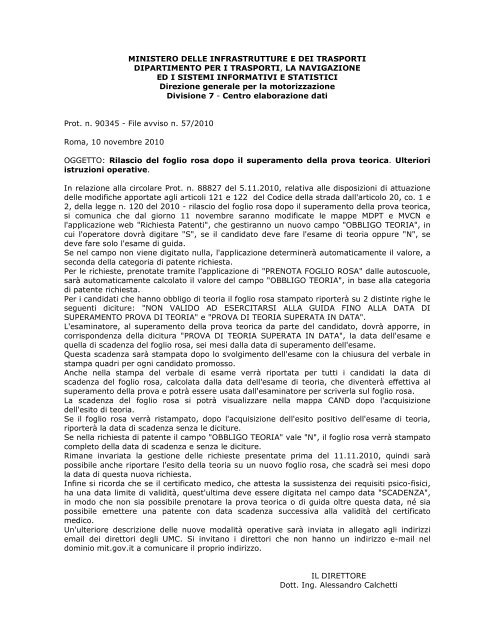 Circolare Ministero dei Trasporti rilascio foglio rosa ott - SicurAUTO.it
