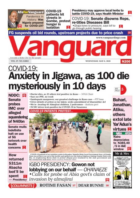 06052020 - COVID-19Anxiety in Jigawa, as 100 die mysteriously in 10 days