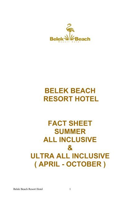 belek beach resort hotel fact sheet summer all inclusive & ultra all ...