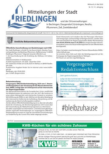 Amtliches Mitteilungsblatt Riedlingen 06.05.2020