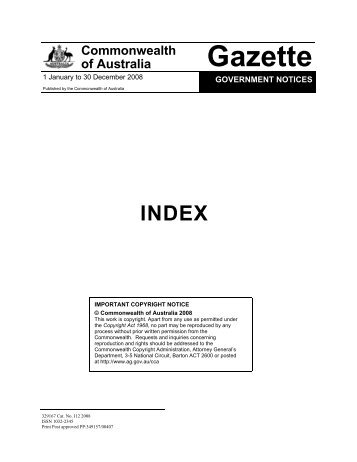 Commonwealth of Australia Gazette - Government Notices Gazettes ...