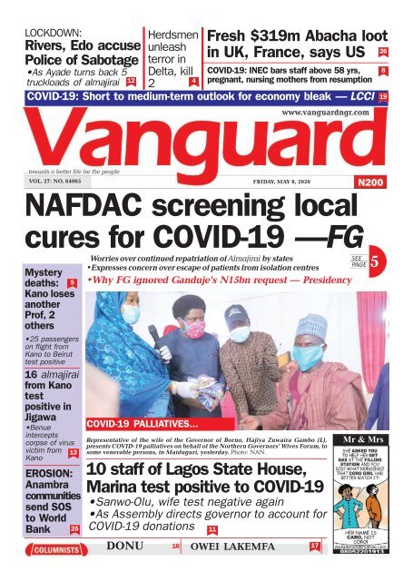08052020 - NAFDAC screening local cures for COVID-19 —FG