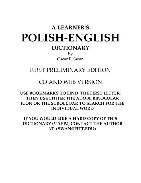 A Learners Polish English Dictionary Endlezzcom