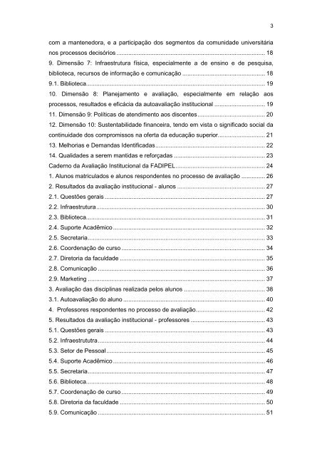 Relatório de Avaliação Institucional FADIPEL - Fundação Pedro ...