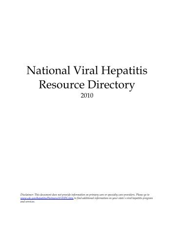 National Viral Hepatitis Resource Directory - Centers for Disease ...