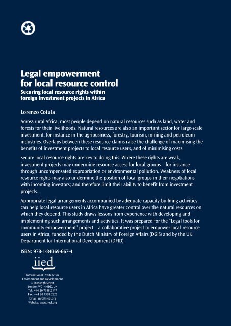 Legal empowerment for local resource control