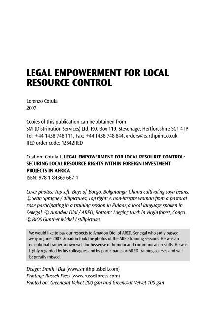 Legal empowerment for local resource control