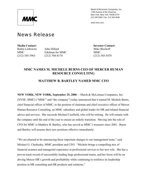 PDF of Press Release - Marsh &amp; McLennan Companies