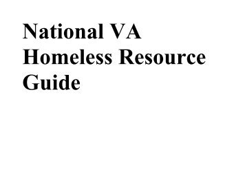 National VA Homeless Resource Guide - US Department of ...