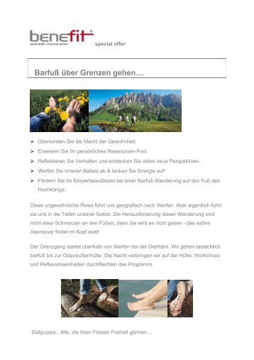 Barfuß über Grenzen gehen - Benefit Wirtschaft & Training Gmbh