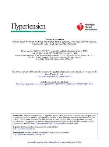 Hypertension Grand Rounds - Gitelman Syndrome