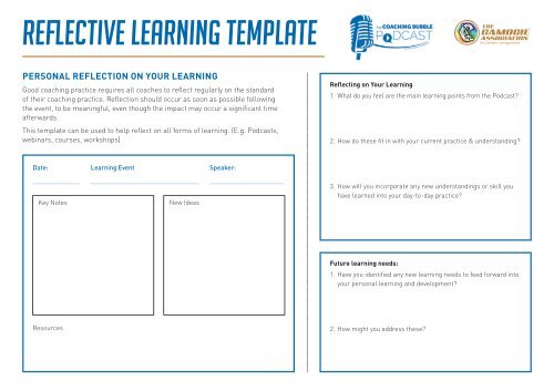 Reflective Learning Template Form