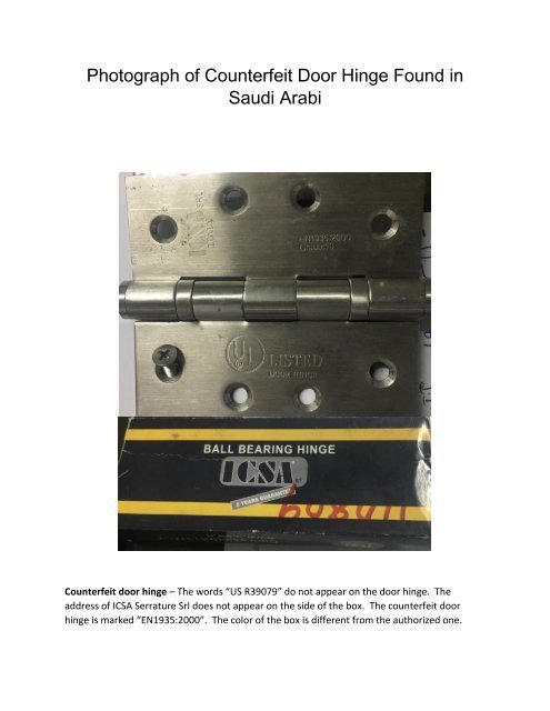 Counterfeited door hinge