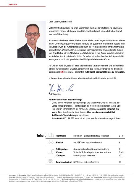 EINdruck - Der Newsletter von Göbel+Lenze Ausgabe 02/2020