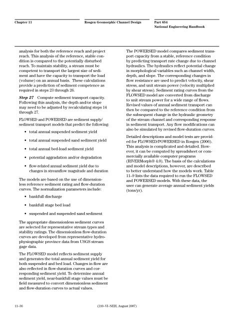 Chapter 11--Rosgen Geomorphic Channel Design