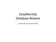 EasyWorship Database Restore