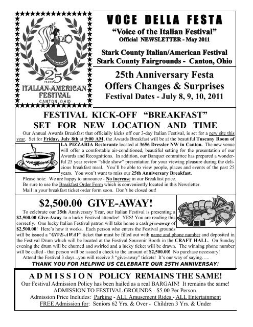 2011 Festa Newslette.. - Italian American Festival