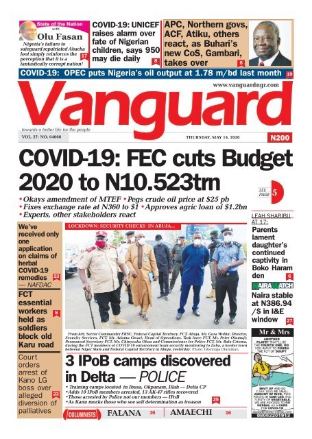 14052020 - COVID-19: FEC cuts Budget 2020 to N10.523trn