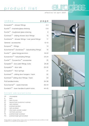 product list - Euroglass