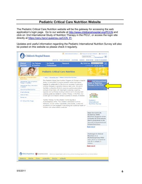 Download PINS 2011 instruction manual - Children's Hospital Boston