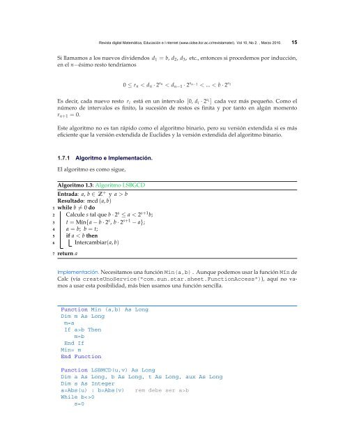 1.5 Algoritmo de Euclides con menor resto. - TEC-Digital